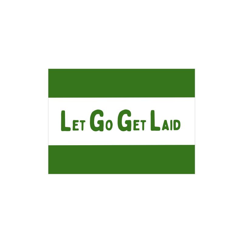 LetGo GetLaid label attached to Green Rim Rag