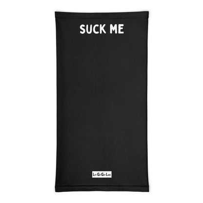 Black Face Cover with "Suck Me" text for Anonymous Fun, DL hookups and Anon Meets