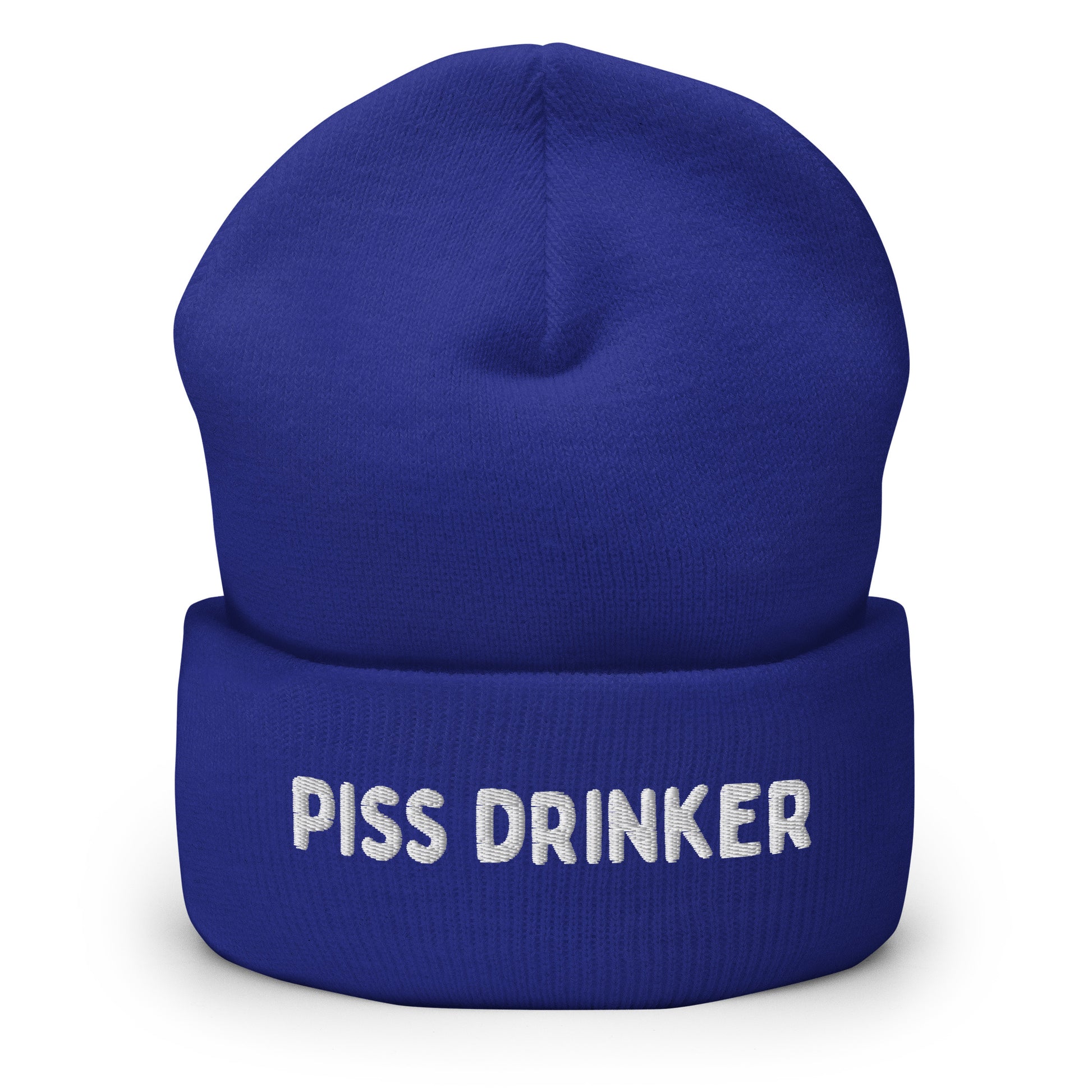 "PISS DRINKER" text on a kinky beanie - only at www.letgogetlaid.com