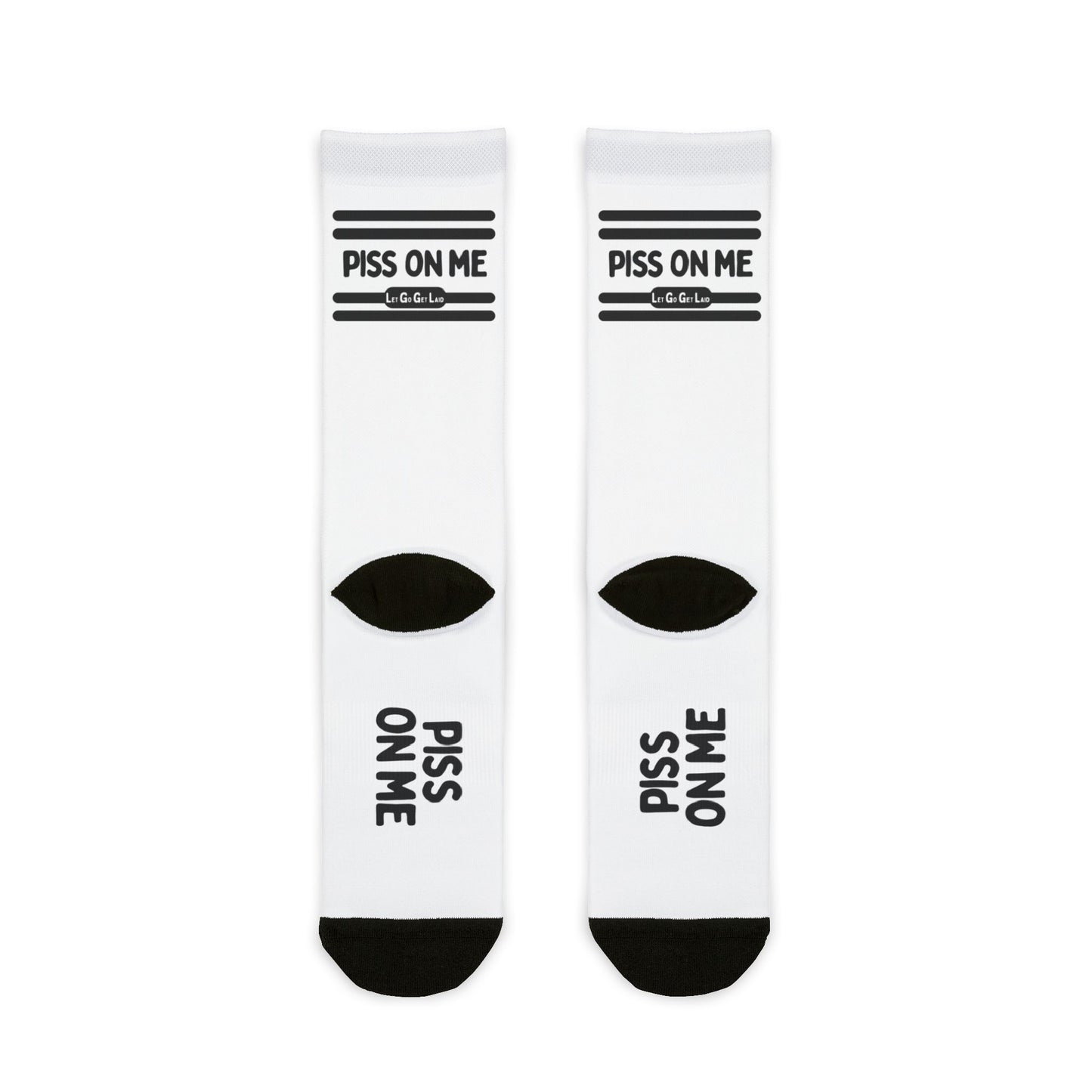 Piss Socks for Watersports Play with text "Piss On Me".
