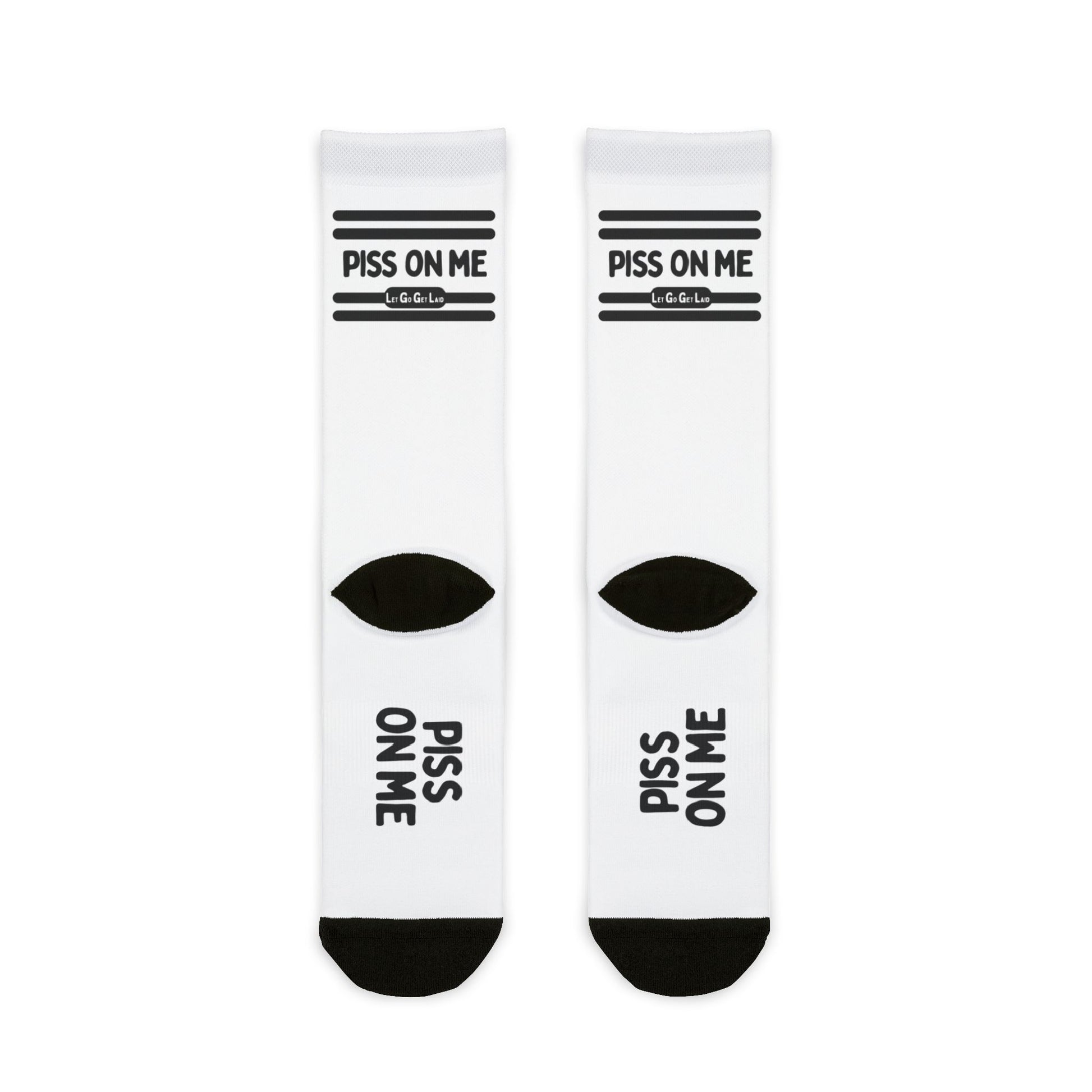 Piss Socks for Watersports Play with text "Piss On Me".