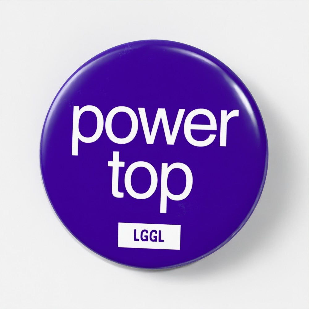 Gay pride accessory with "power top" text