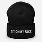 LetGoGetLaid beanie with "Sit on my face" textavailable at www.letgogetlaid.com