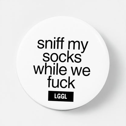 56mm gay kink accessory for fetish nights - male feet worship pinback button