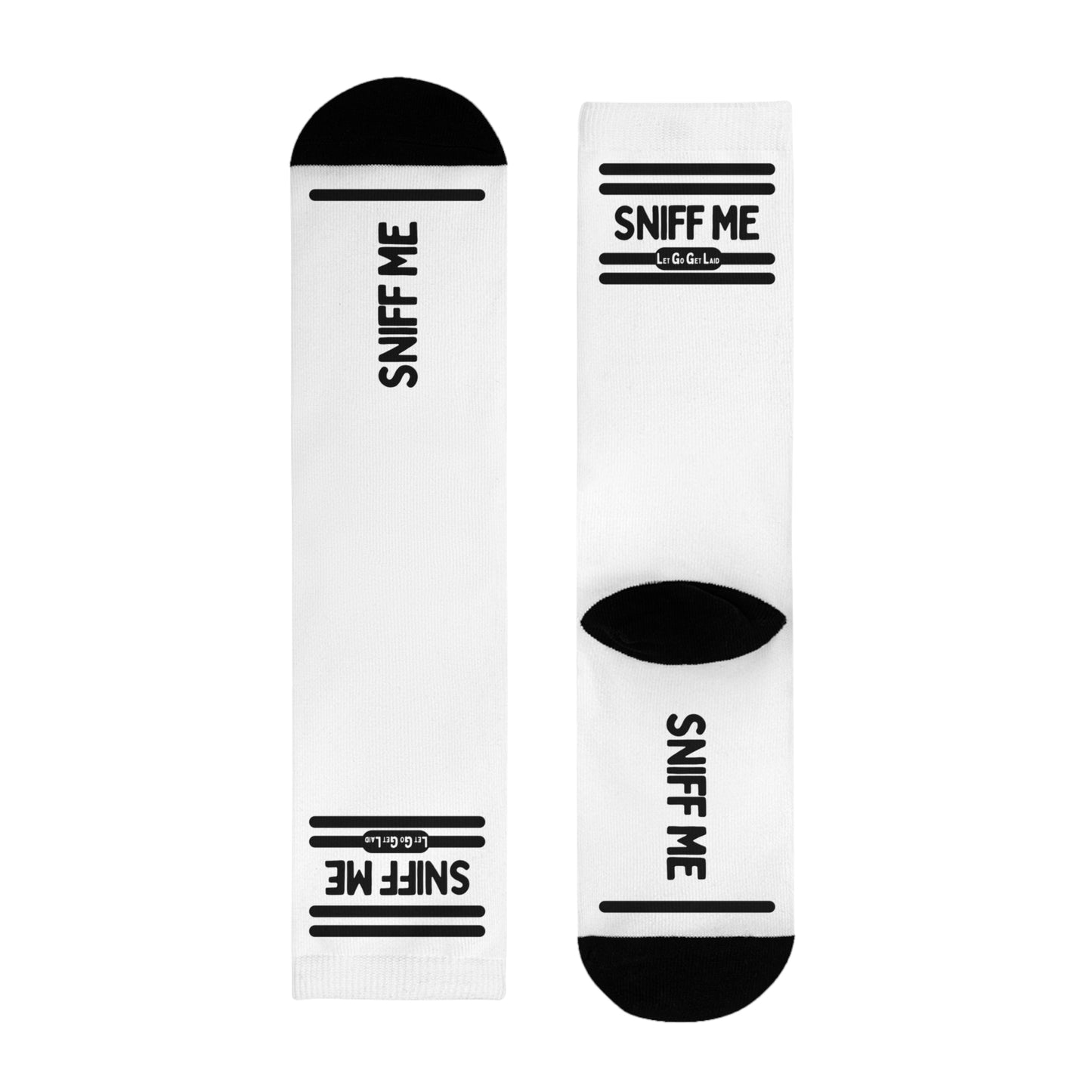Kinky Feet Fetish Gear - Sniff Me Socks available only at www.letgogetlaid.com