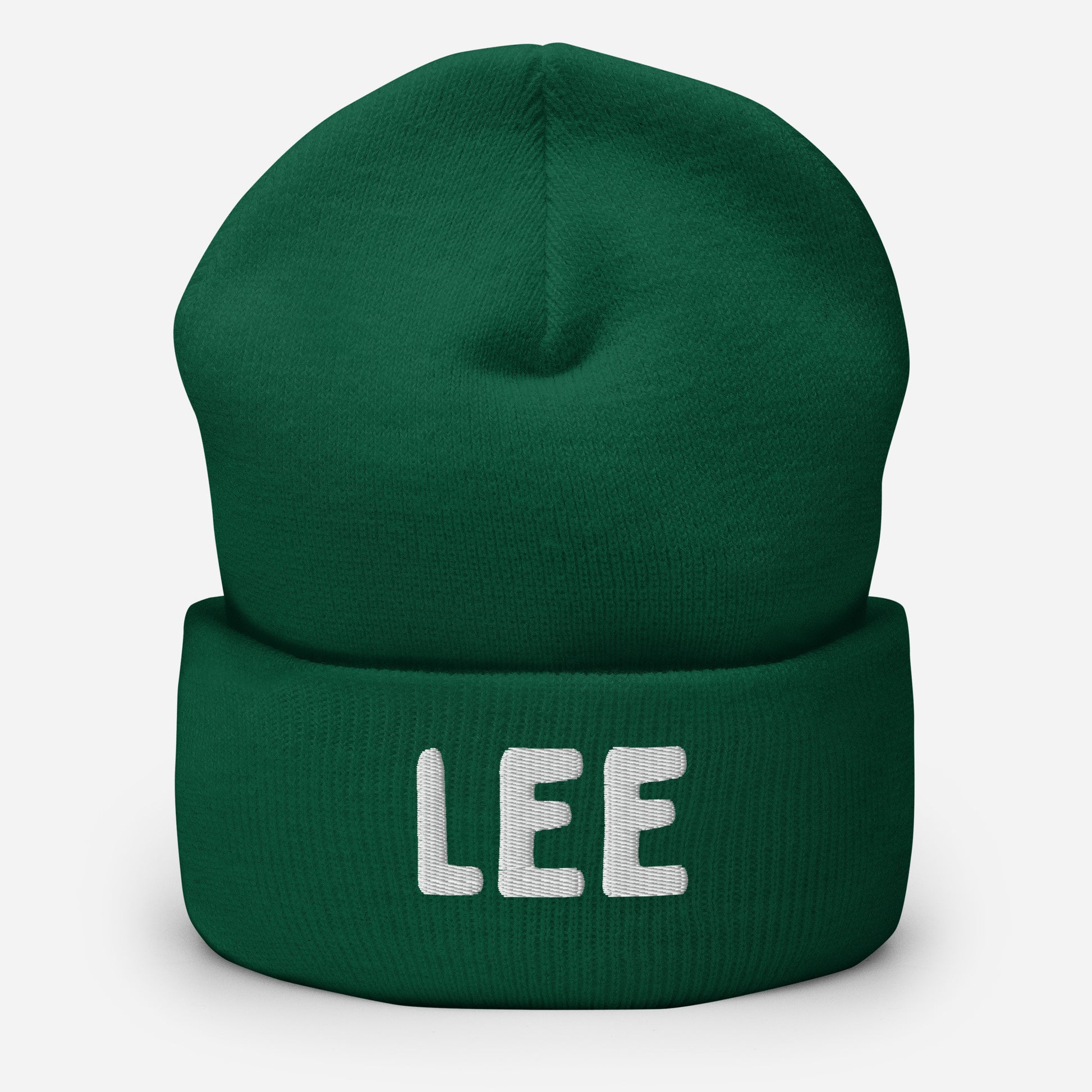 LetGoGetLaid Kinky Accessories: Green Beanie with "Lee" text - Tickling Fetish Clothing