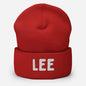 LetGoGetLaid Gay Feet Tickling Gear: A red beanie with text "Lee"  (Ticklee)