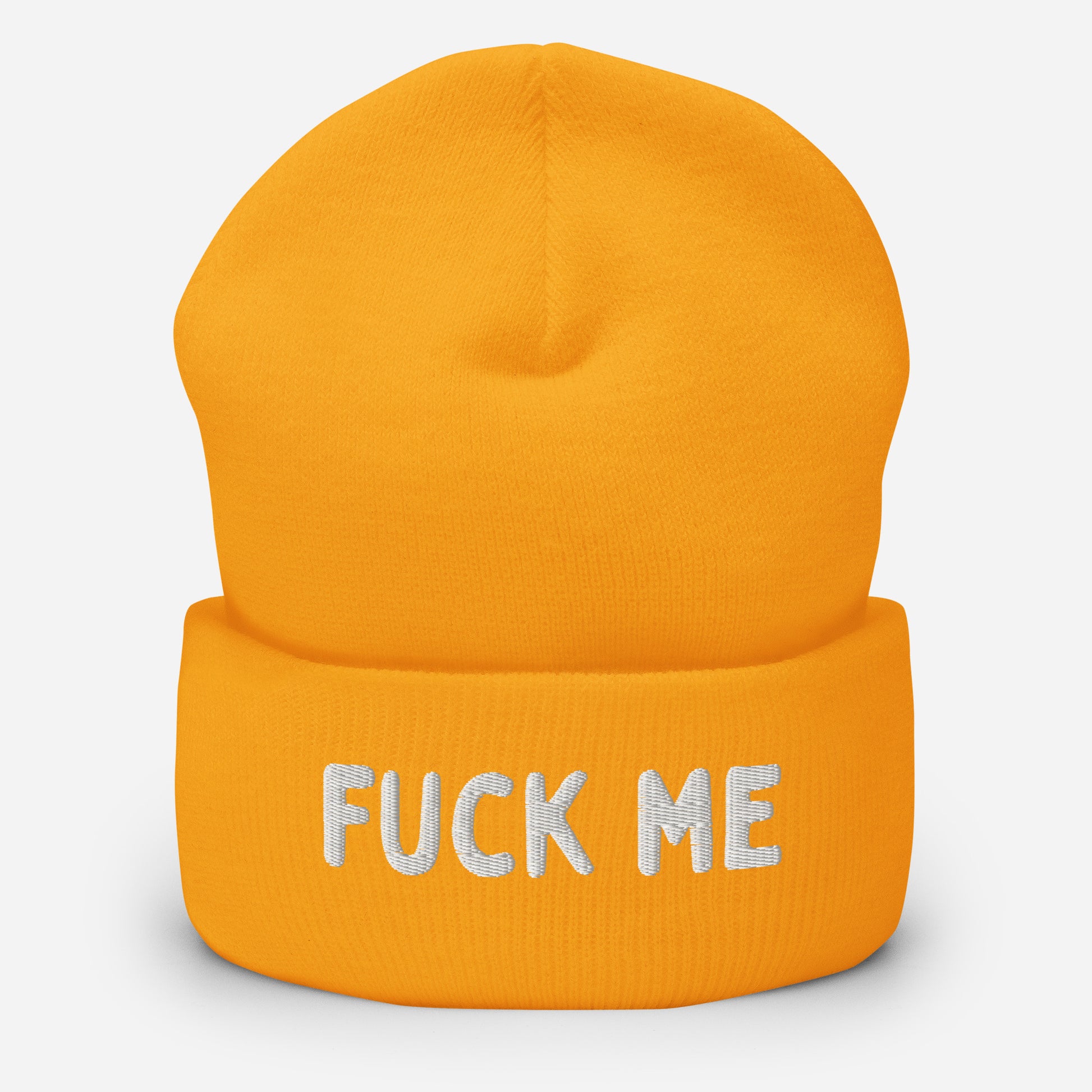 Gold beanie with "Fuck Me" text - gay partywear from LetGoGetLaid