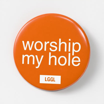 Round orange pin badge - gay pride accessory
